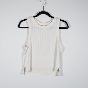Lululemon Women's Train To Be Tank Stripe Rain Perforated Top Solid White Small